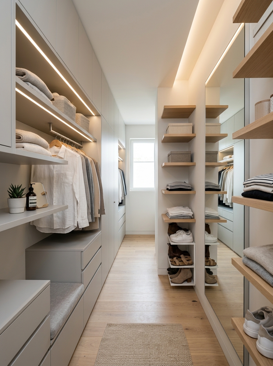 Modern Minimalist Tiny Walk-In Closet