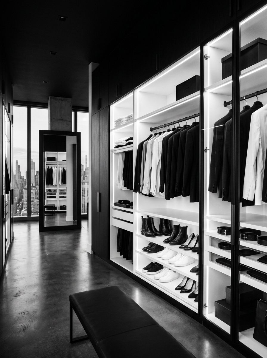 Modern Monochrome Black and White Closet