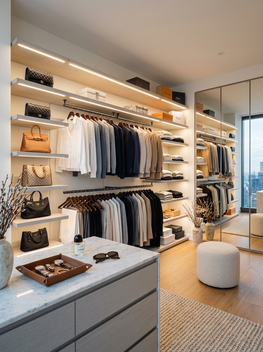 Open Concept Floating Shelves Closet