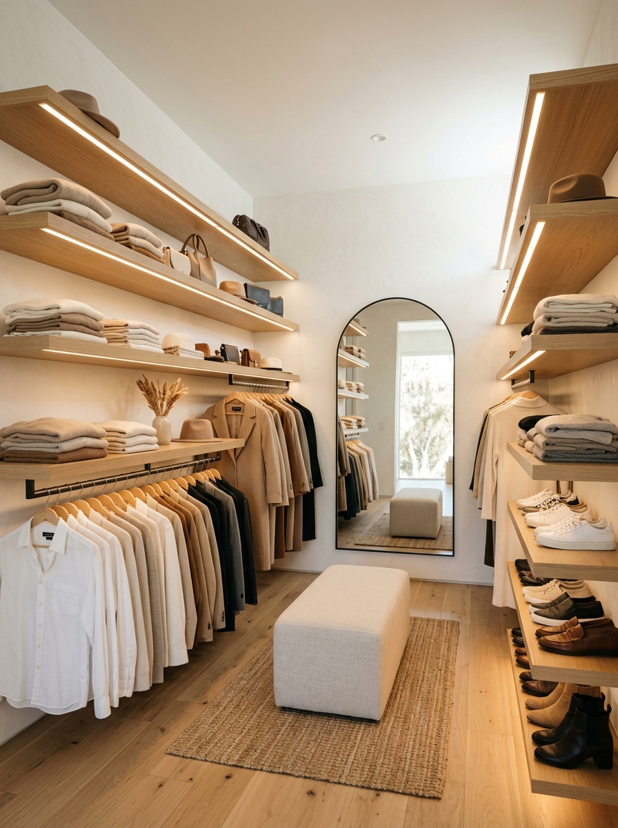 Open Concept Floating Shelf Closet