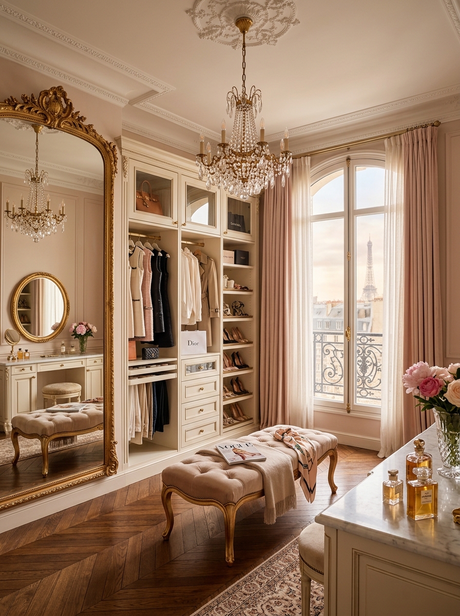 Romantic Parisian-Inspired Dressing Room Closet