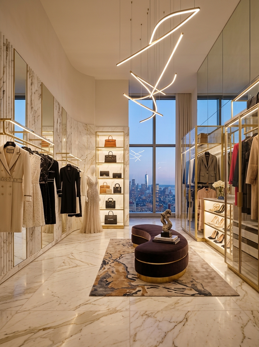 Ultra-Luxury Penthouse Fashion Gallery Closet