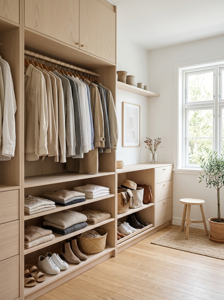 Light Wood Closet with Scandinavian Simplicity
