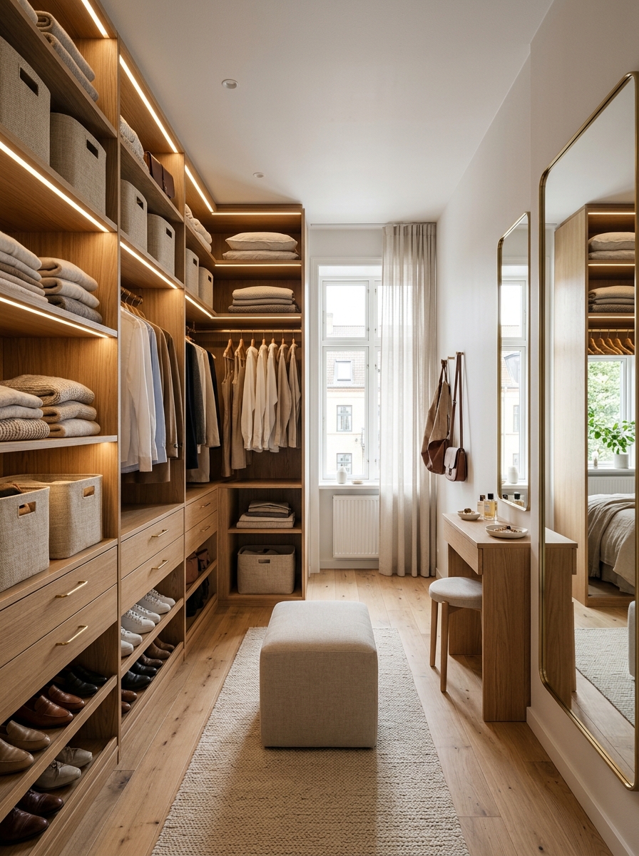 Scandinavian Warm Wood Closet