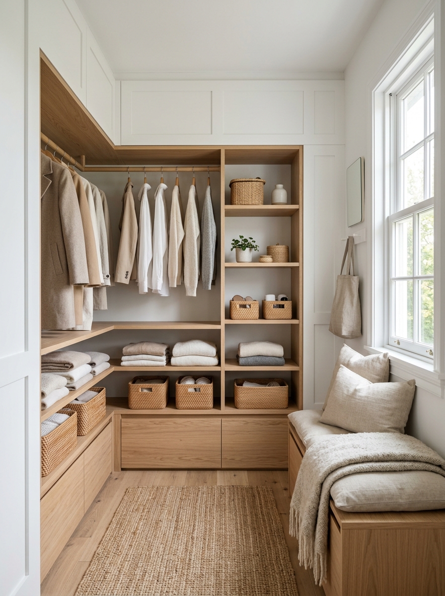 Minimalist Scandinavian Closet with Hidden Storage
