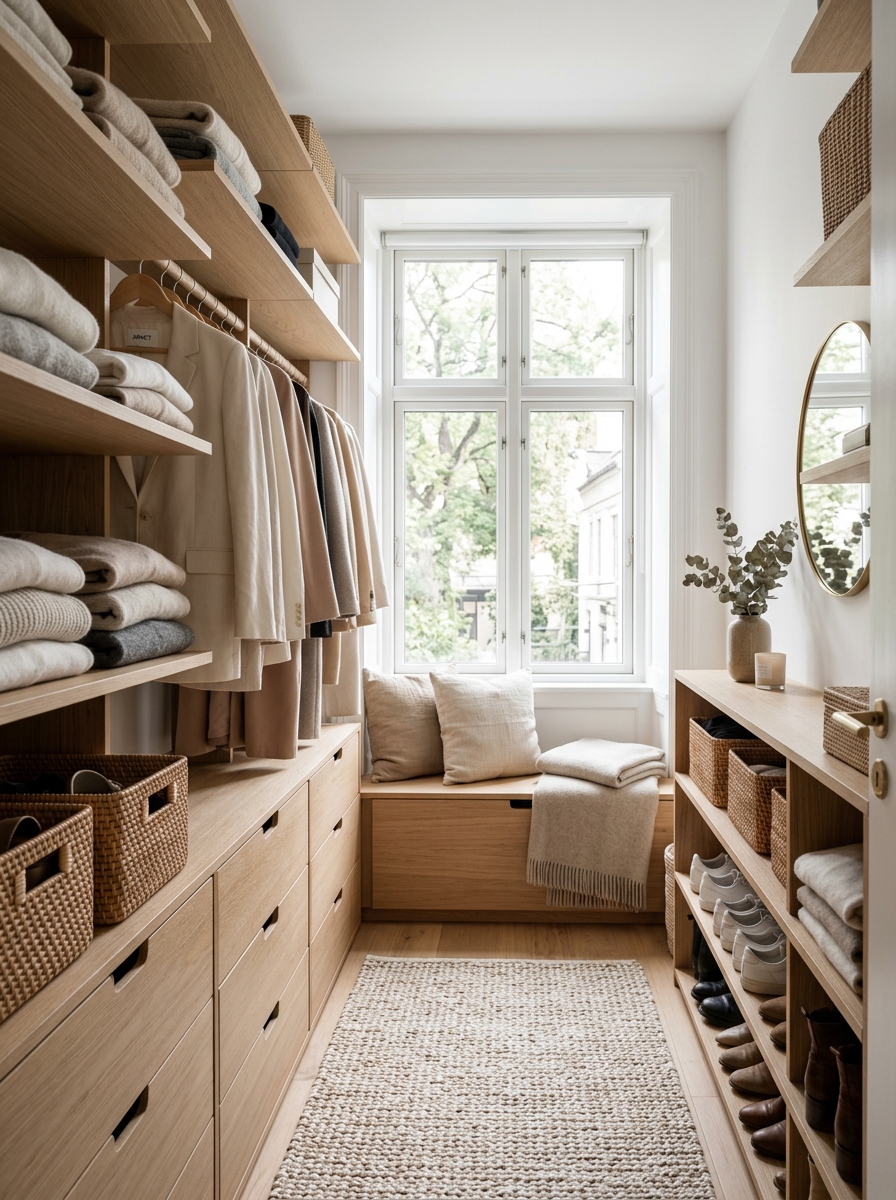Minimalist Scandinavian Closet with Hidden Storage