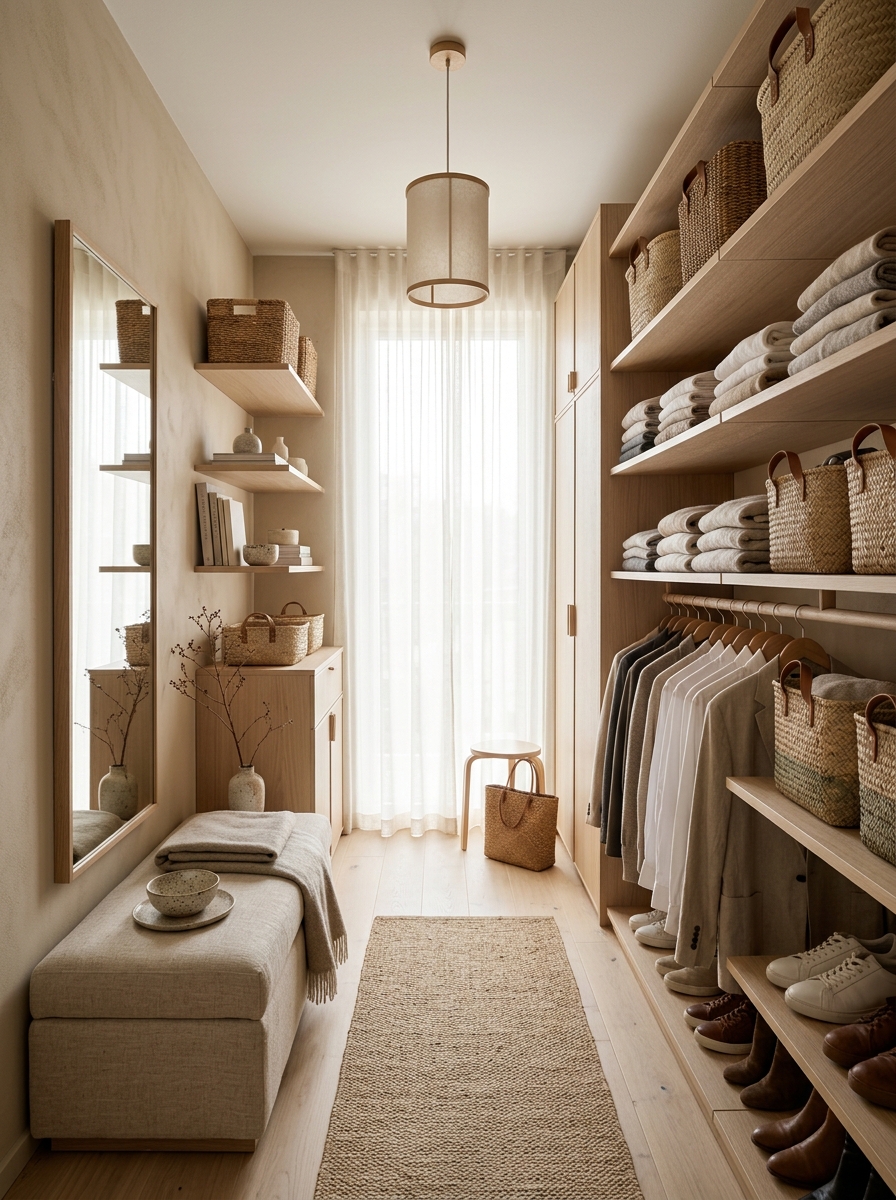 Soft Japandi Closet with Natural Minimal Beauty