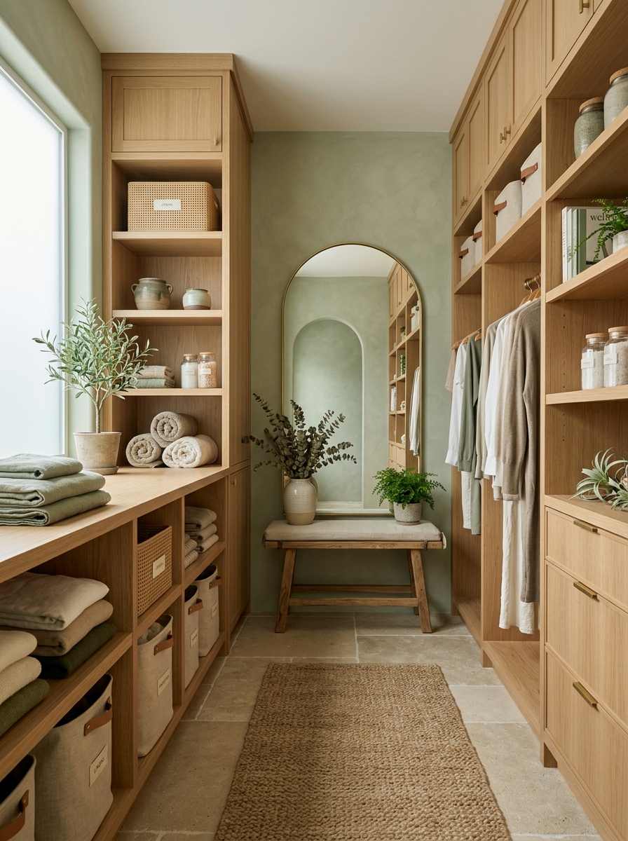 Serene Spa-Inspired Closet with Natural Elements