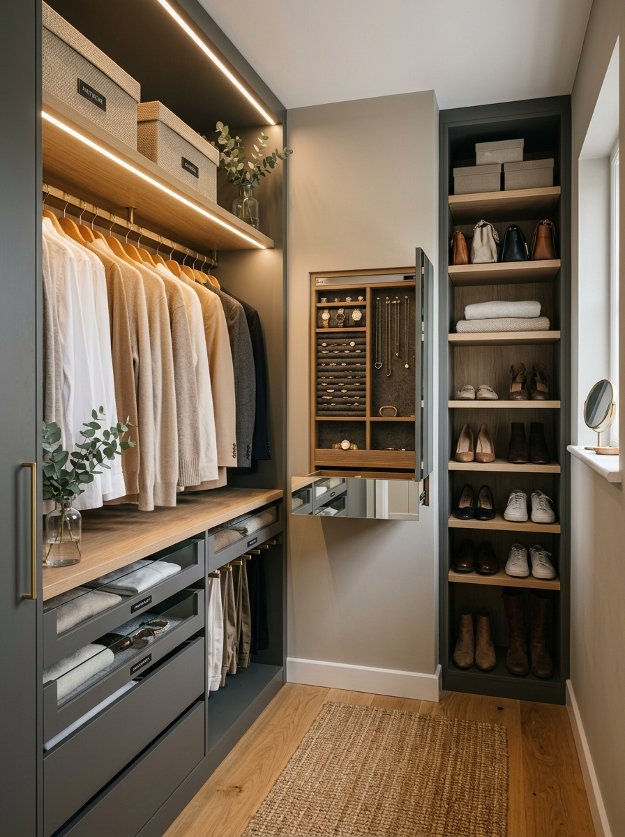 Tiny Closet With Hidden Storage Solutions