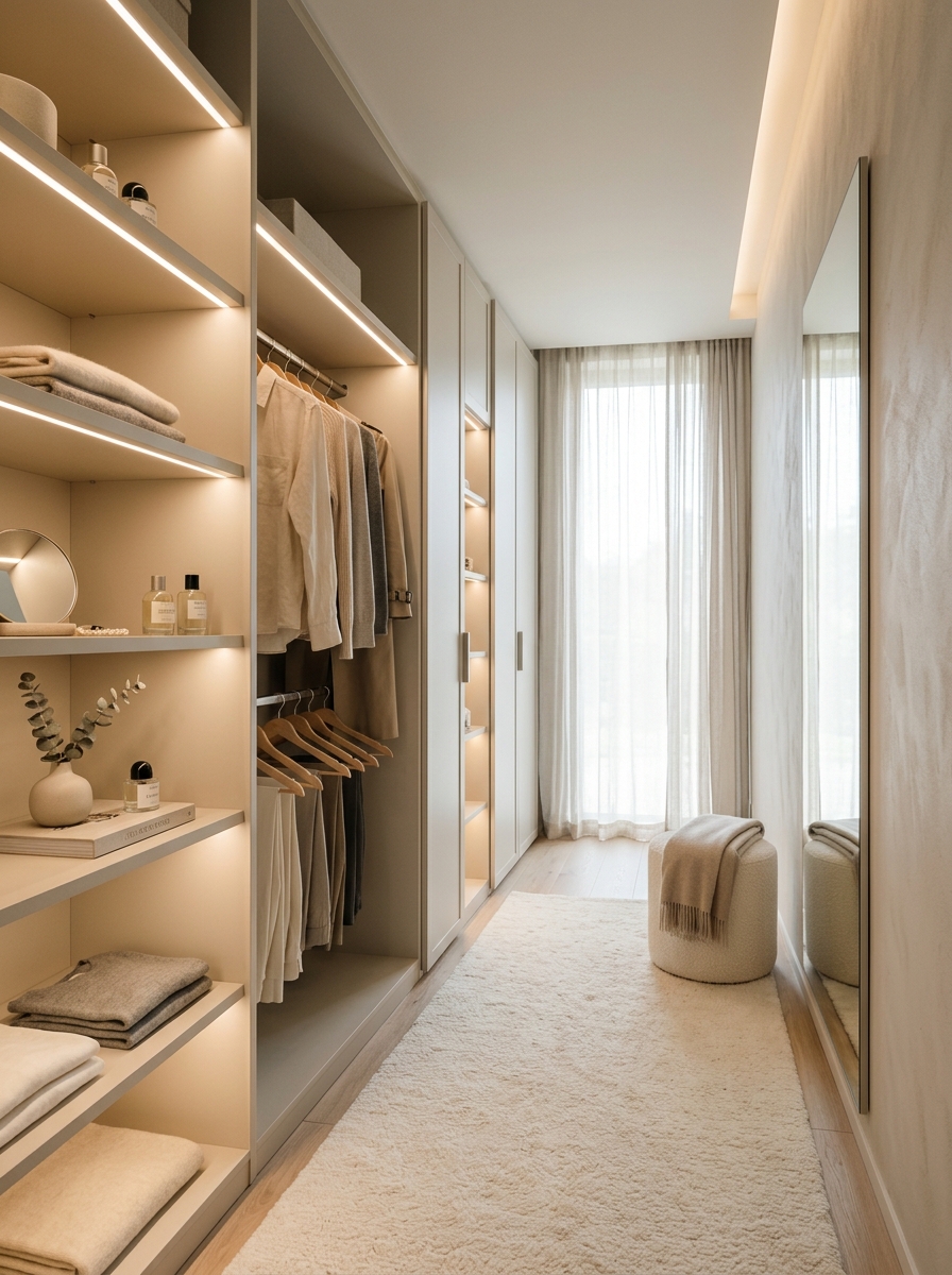 Calm Minimal Closet with Soft Hidden Lighting