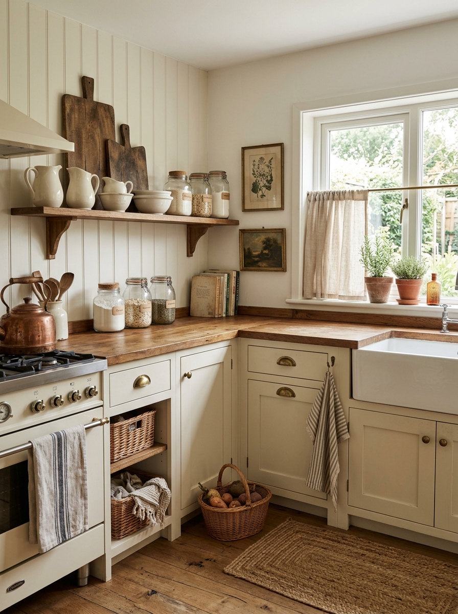 Farmhouse Kitchen With Vintage-Inspired Decor and Collected Charm