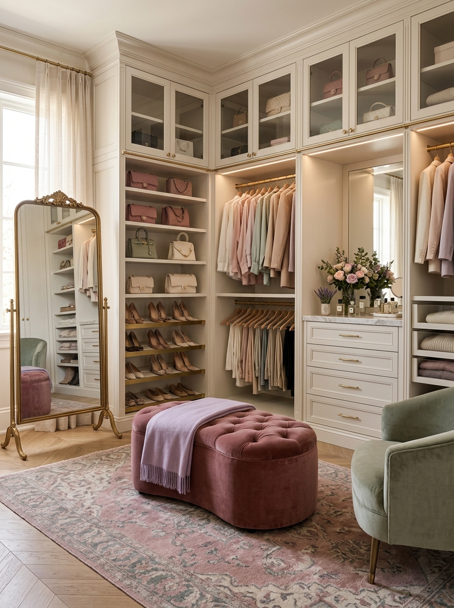 Elegant Pastel-Toned Luxury Closet