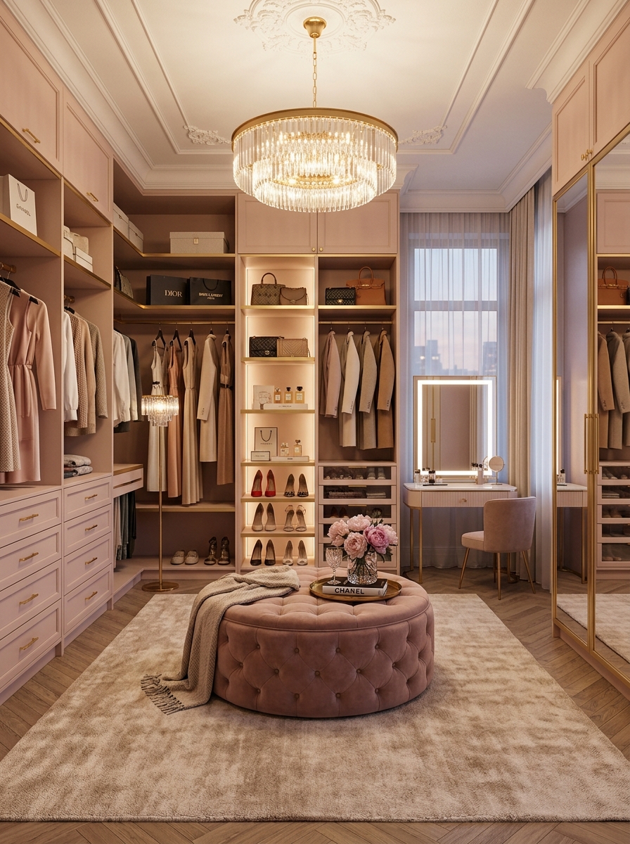 Soft Glam Blush Walk-In Closet