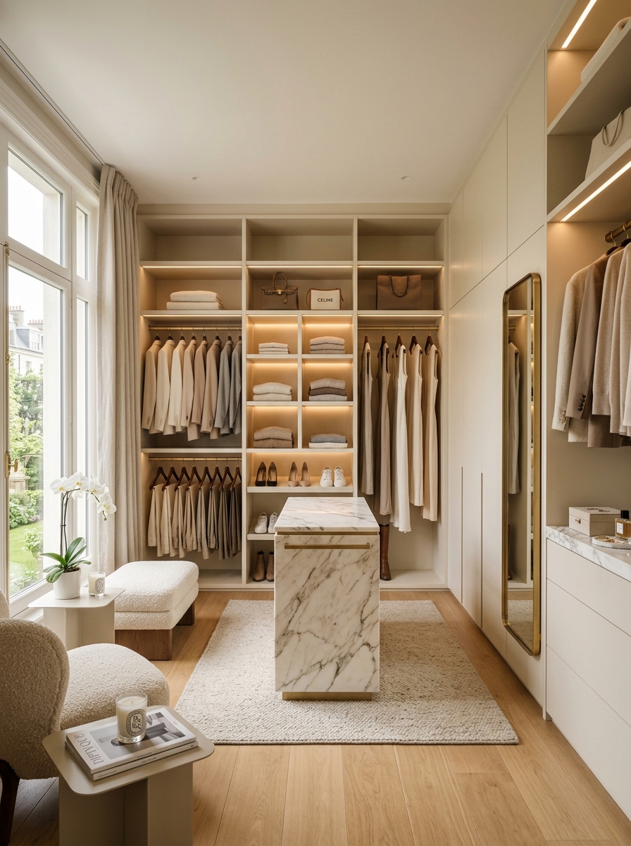 Minimalist Neutral Luxury Walk-In Closet