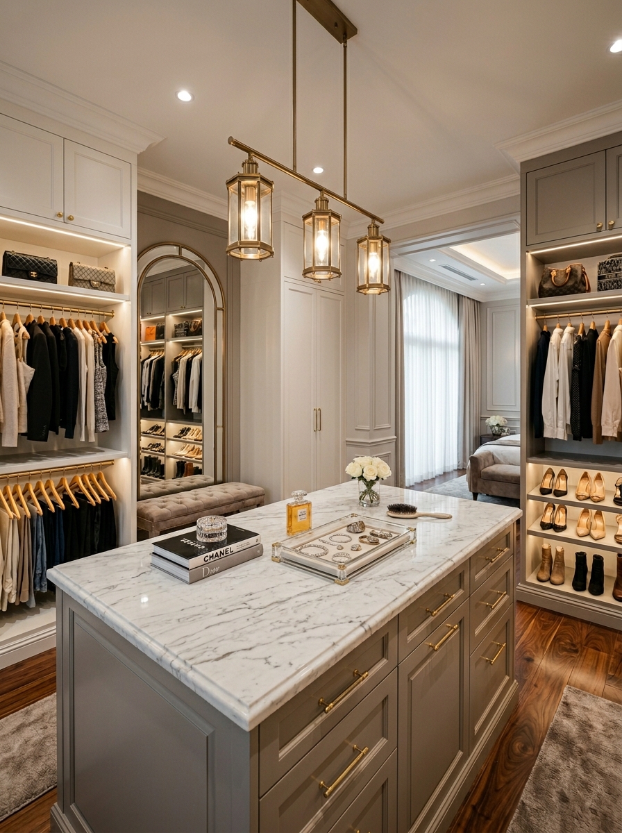 Marble Island Center Walk-In Closet