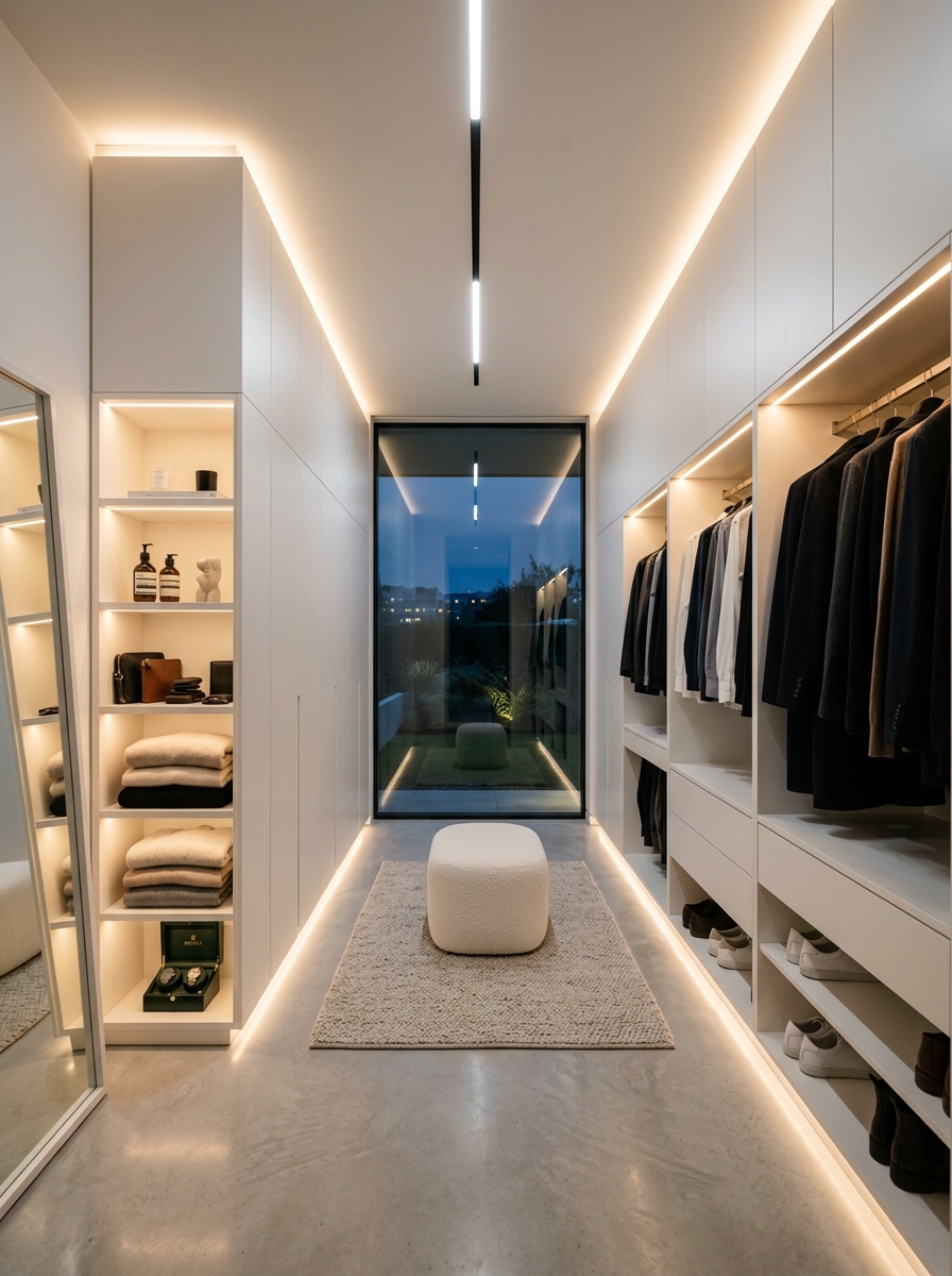 Minimalist Luxury Closet with Hidden LED Glow