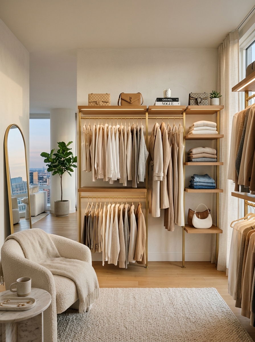 Earthy Japandi Closet With Calm Zen Styling