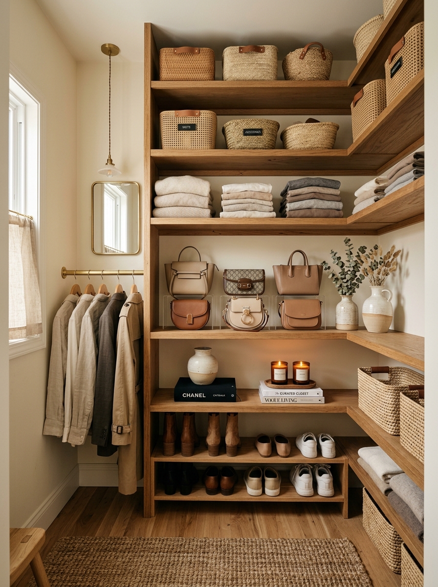 Open Shelving Closet With Styled D&eacute;cor Displays