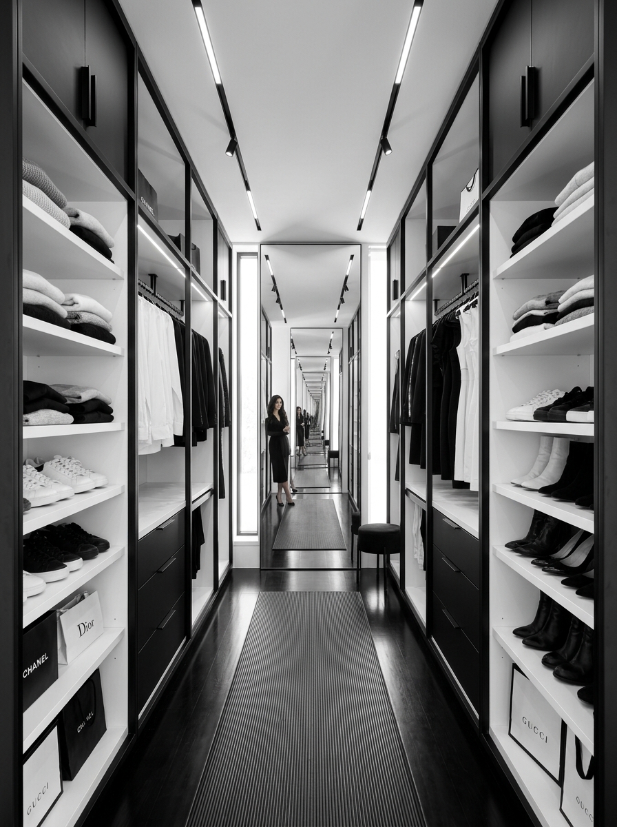 Modern Black and White High-Contrast Closet