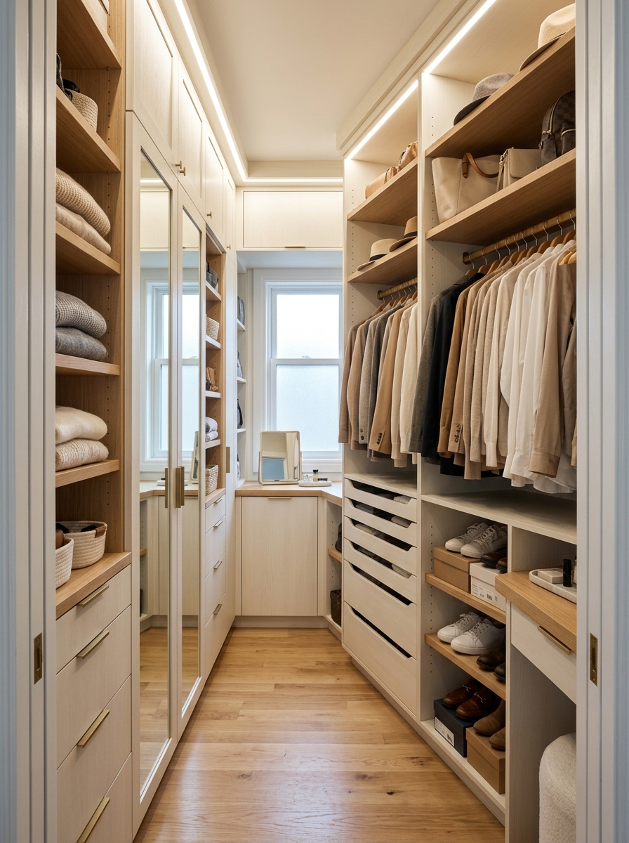 Compact Minimal Closet with Vertical Storage