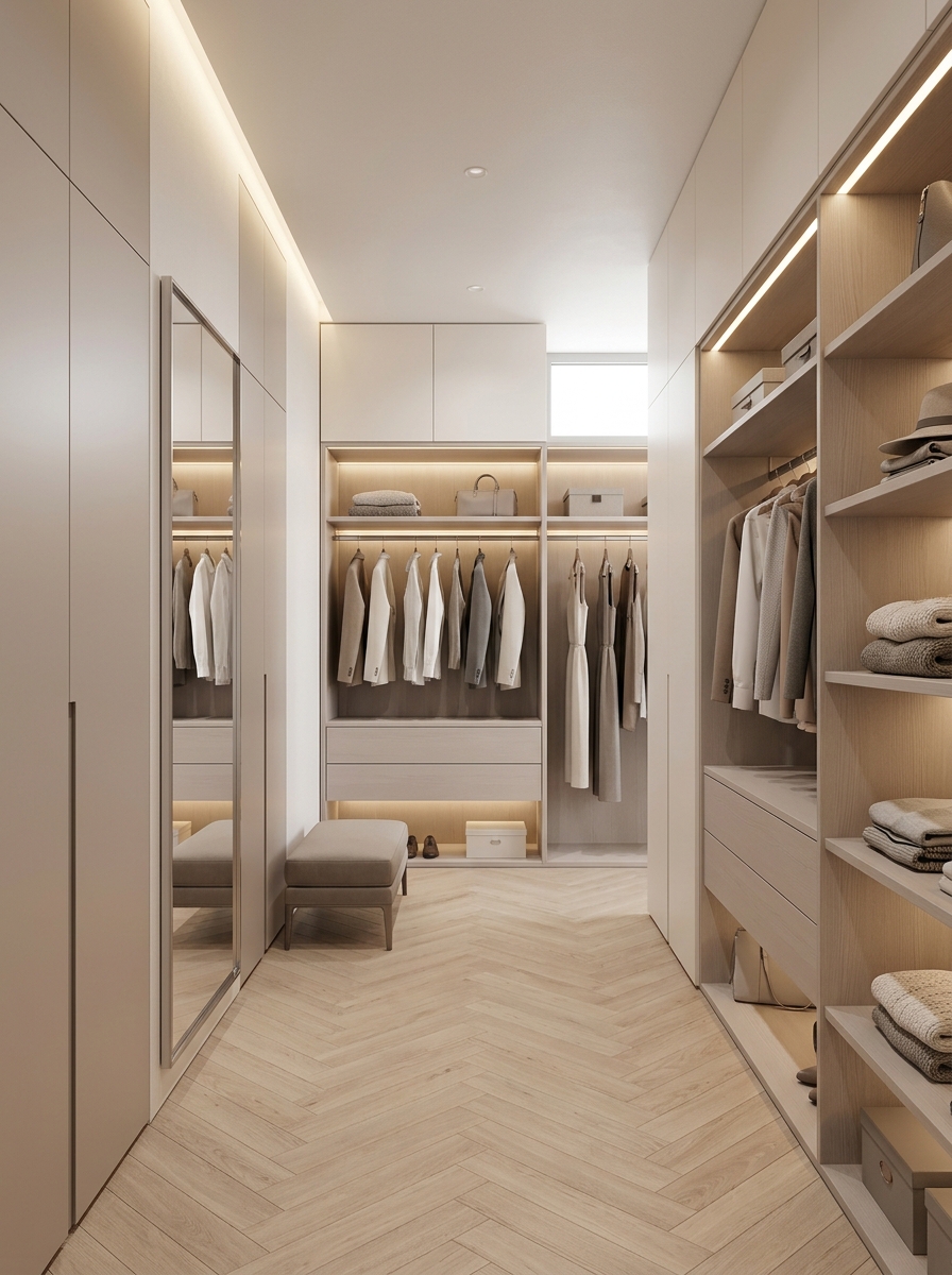 Ultra-Clean Minimalist Closet With Seamless Storage