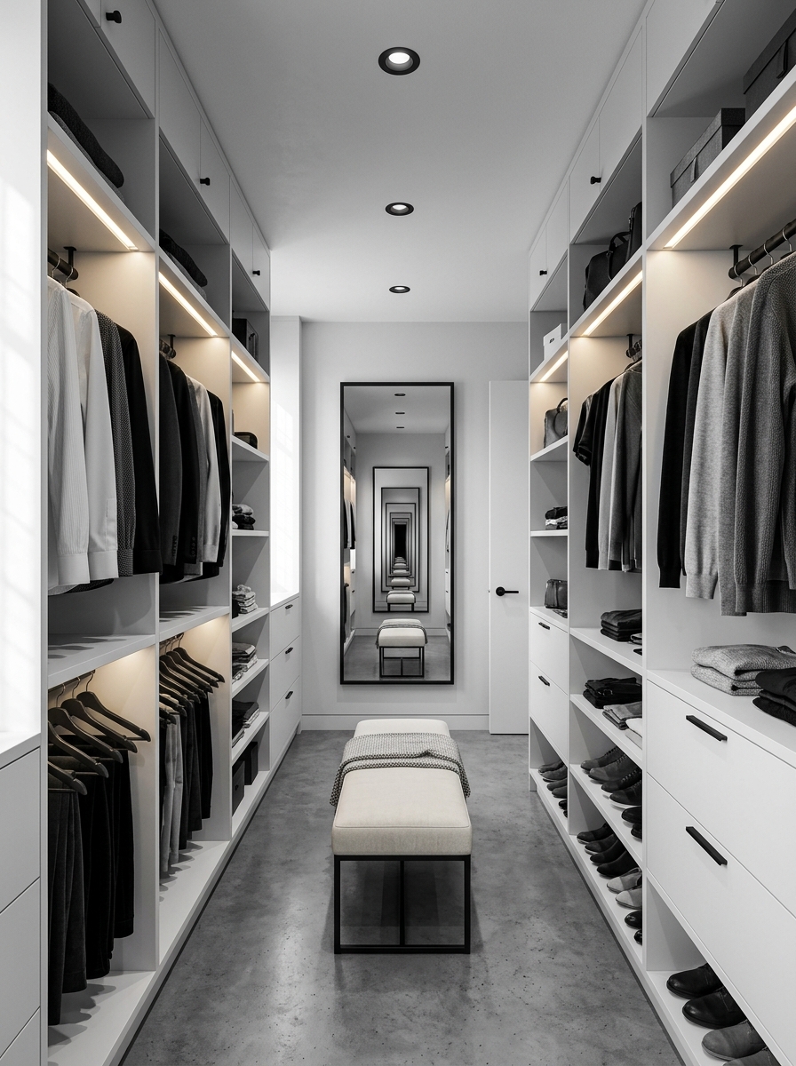 Minimalist Black-and-White Closet With Sleek Modern Lines