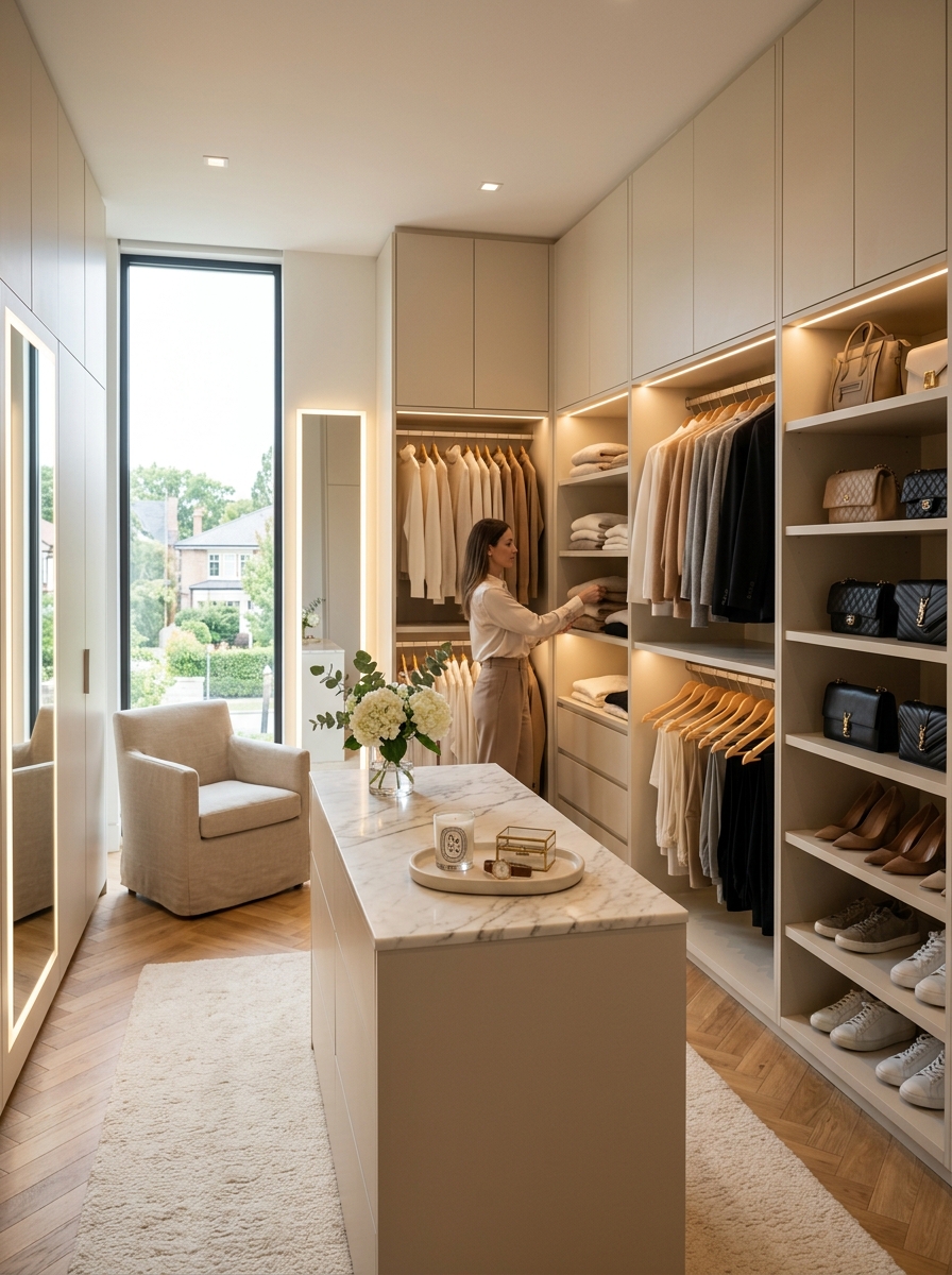 Minimalist Neutral Luxury Walk-In Closet