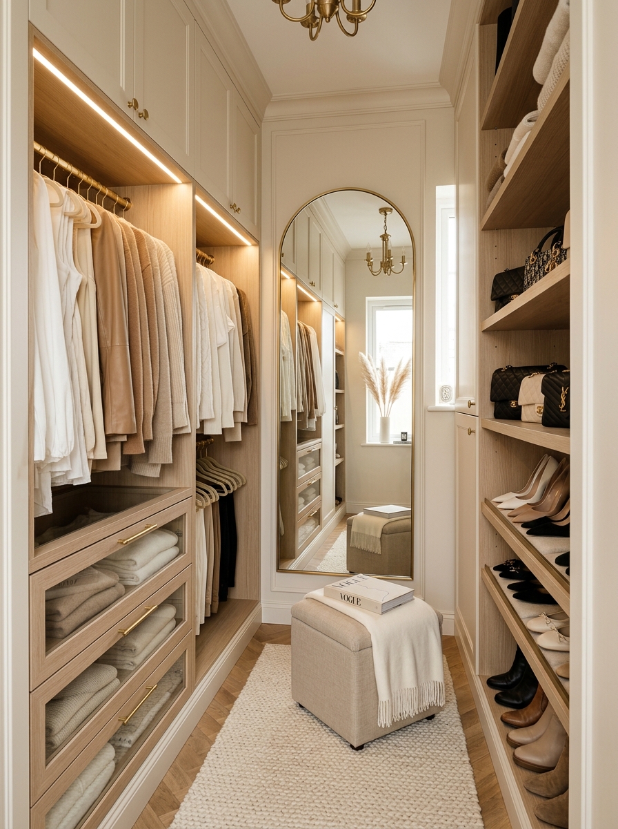 Neutral Boutique-Inspired Walk-In Closet