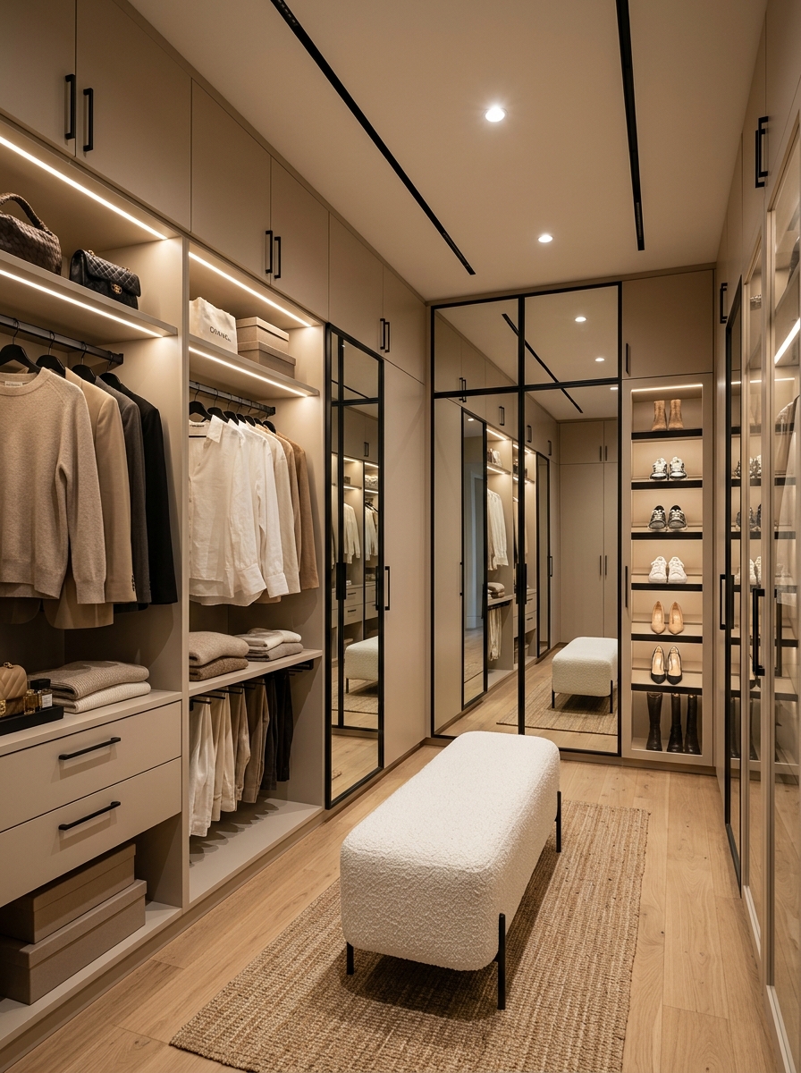 Modern Closet with Black and Beige Contrast