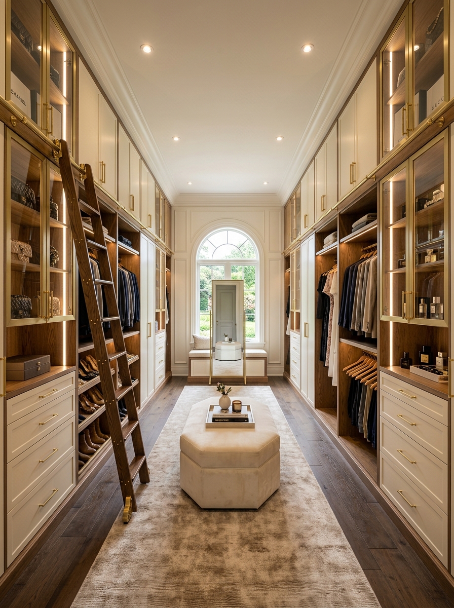 Floor-to-Ceiling Symmetrical Closet with Luxury Storage