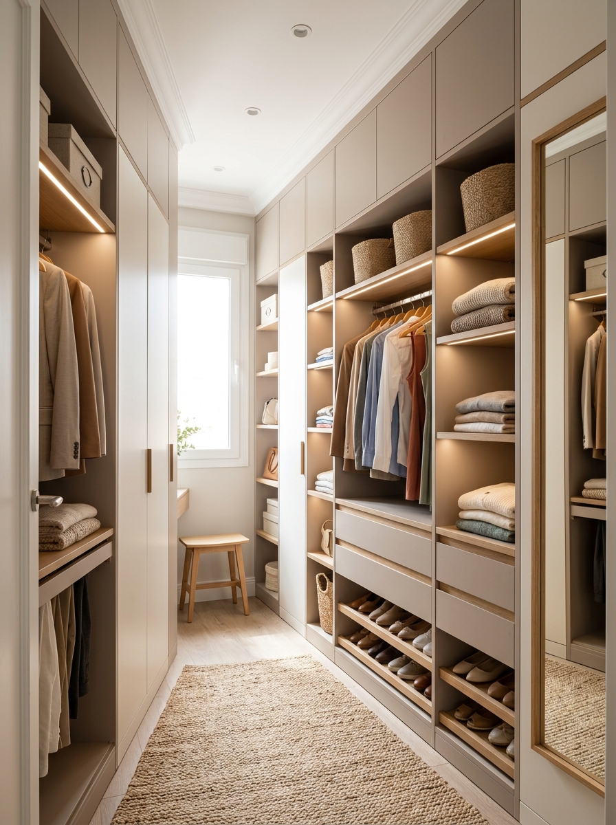 Compact Floor-to-Ceiling Storage Closet With Hidden Organization