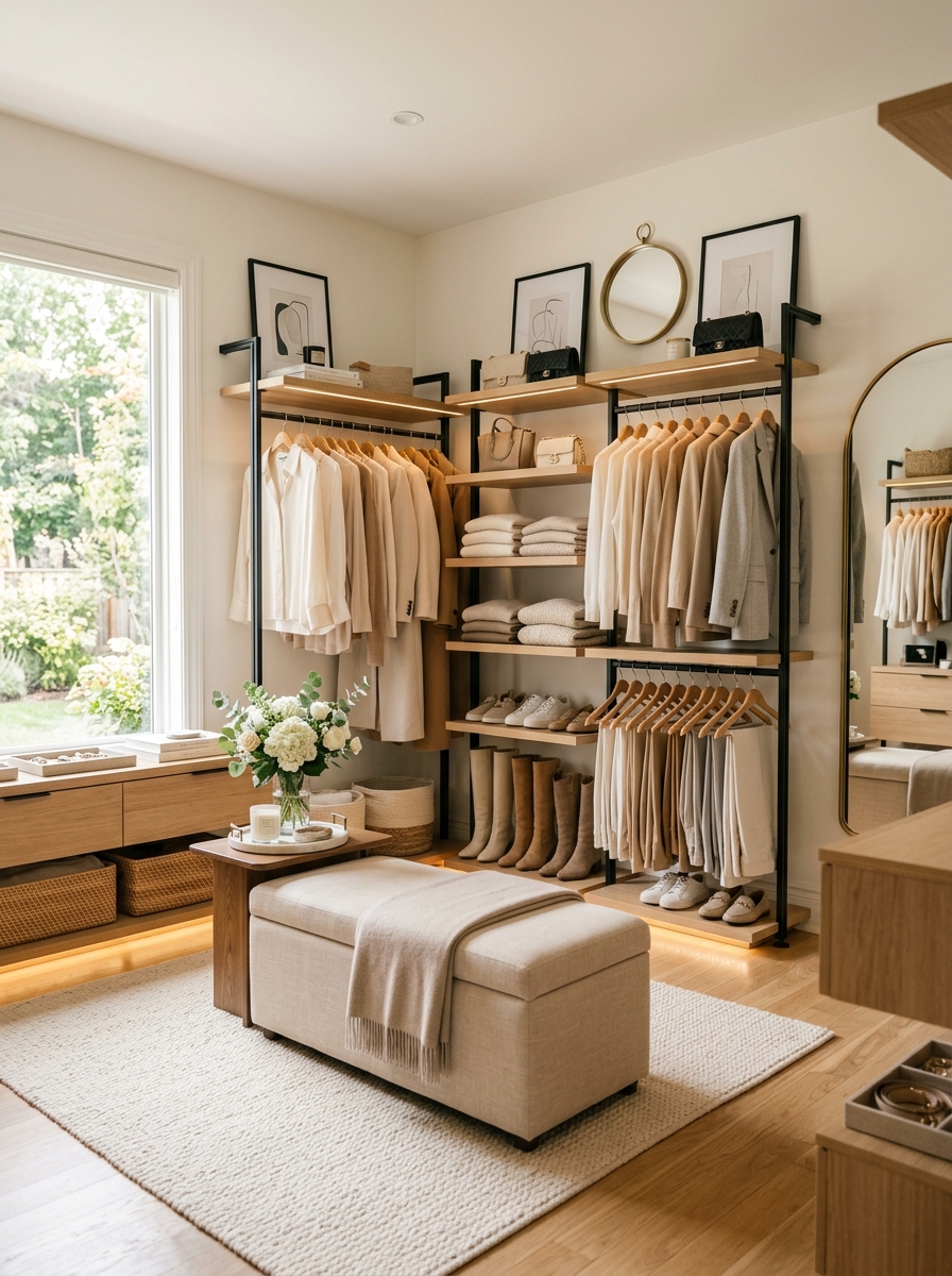 Open Concept Walk-In Closet with Boutique Styling