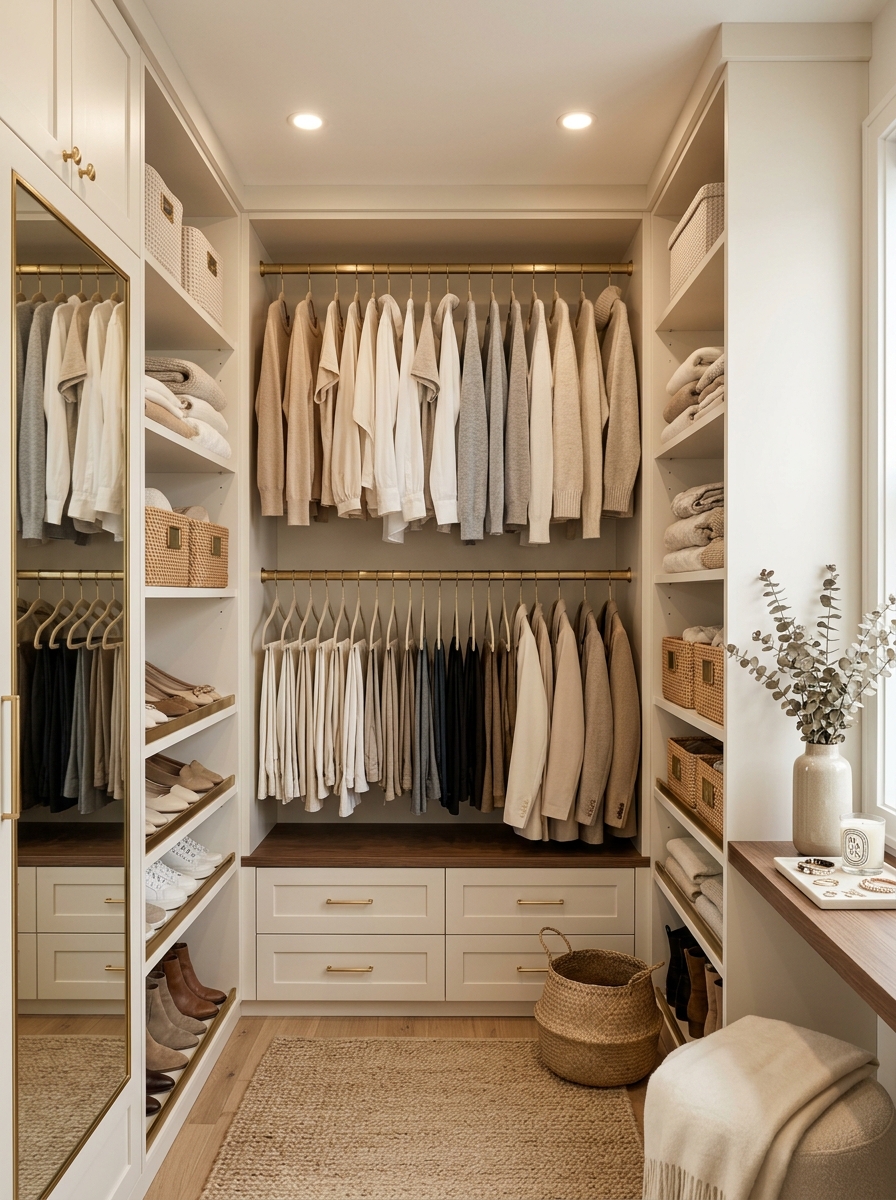 Double Hanging Rod Layout for Maximum Storage