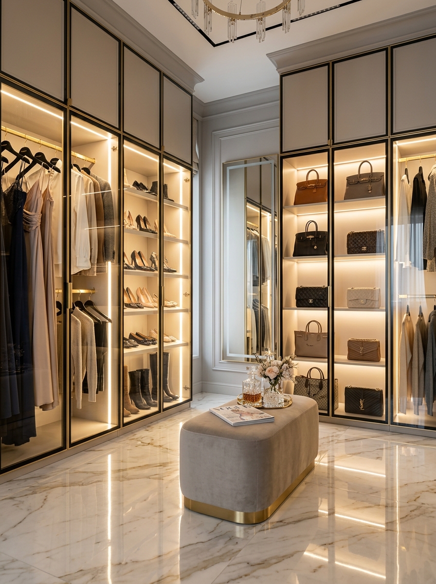 Glass-Door Boutique Walk-In Closet