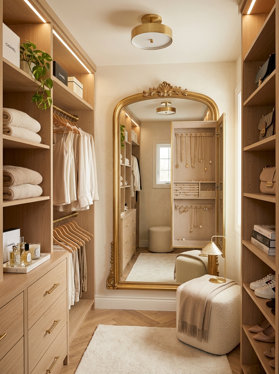 Full-Length Mirror With Hidden Storage