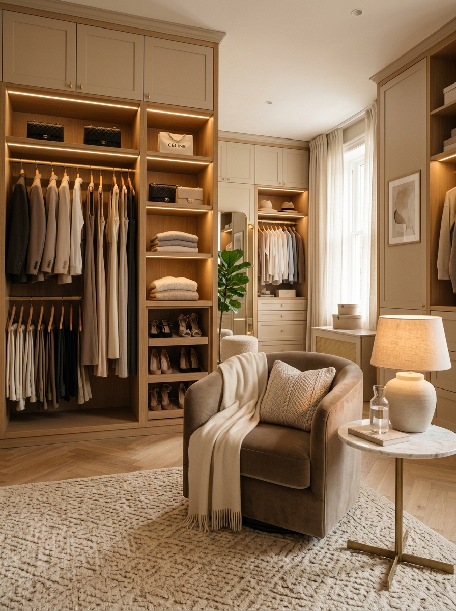 Closet with Seating Lounge Area