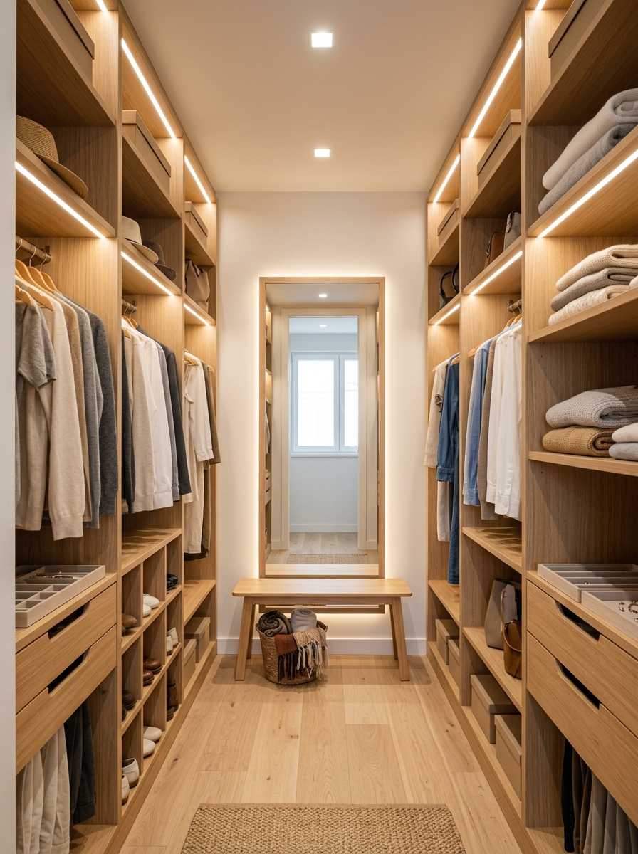 Chic Compact Closet with Symmetrical Layout