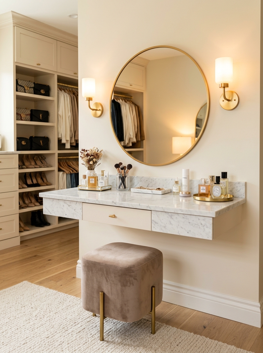 Cozy Vanity Corner Inside the Closet