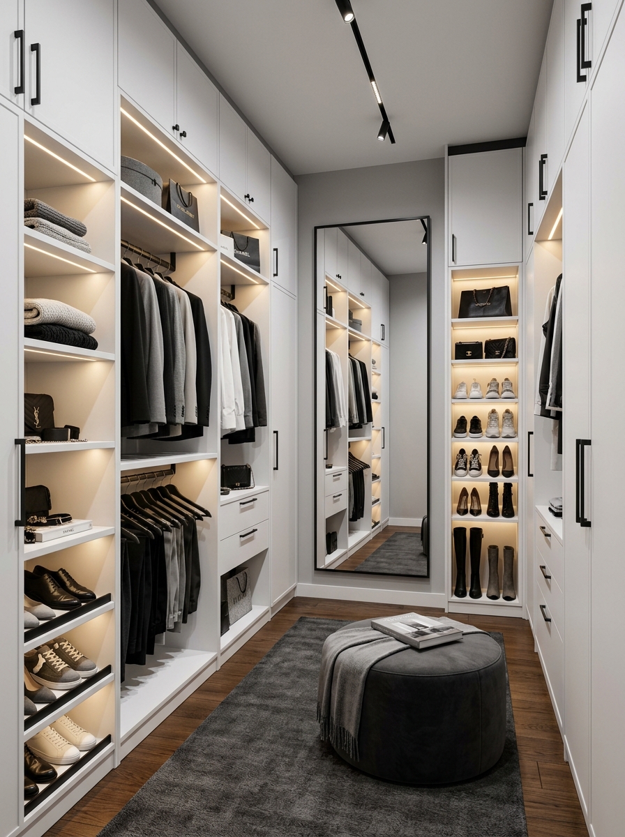 Minimalist Black and White Closet Design
