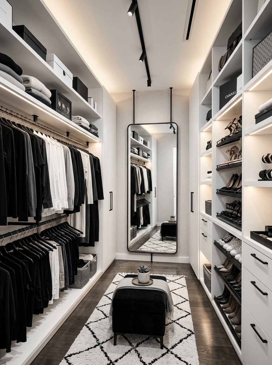 Minimalist Black and White Closet Design