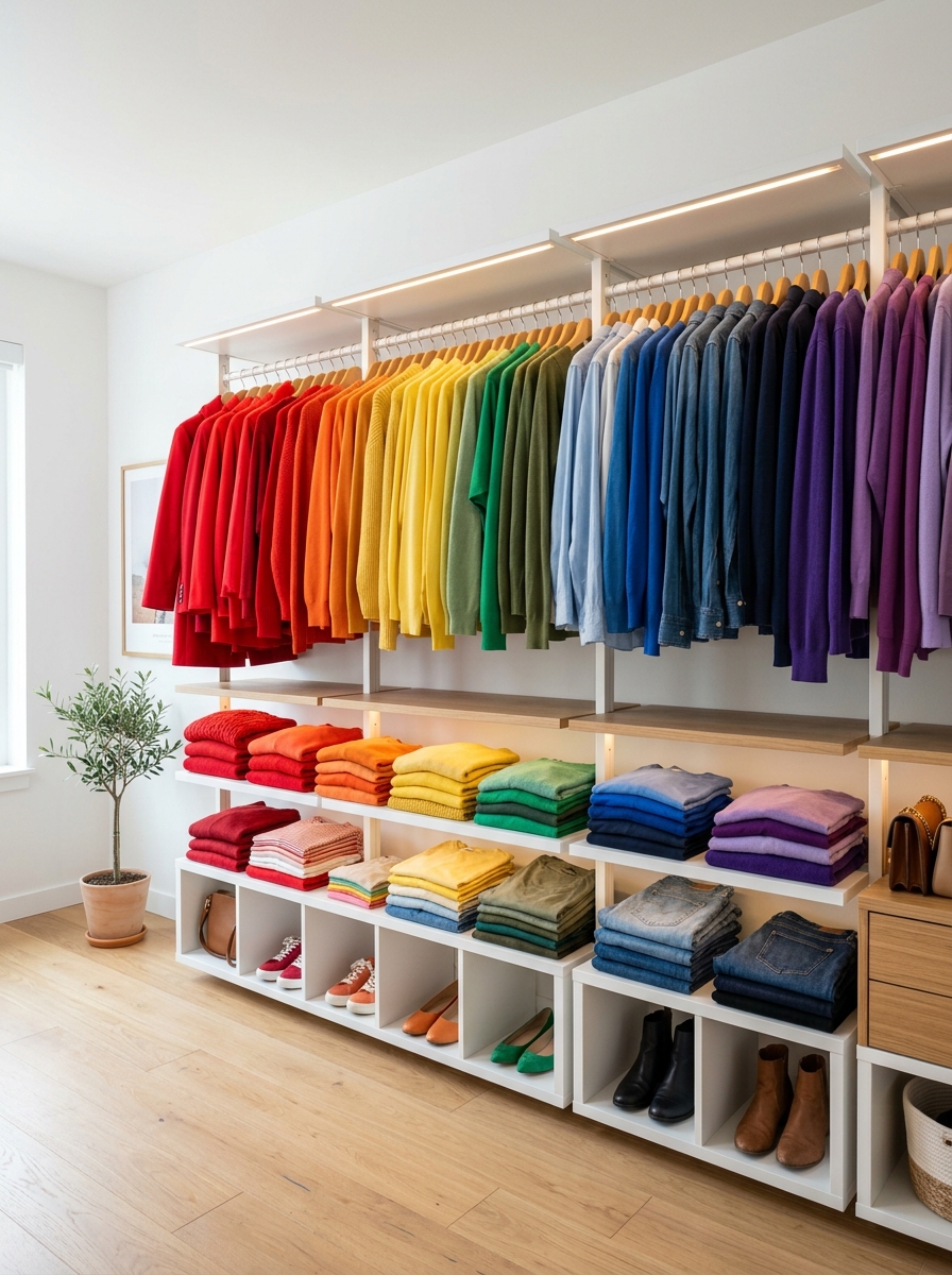 Color-Coordinated Rainbow Closet Aesthetic
