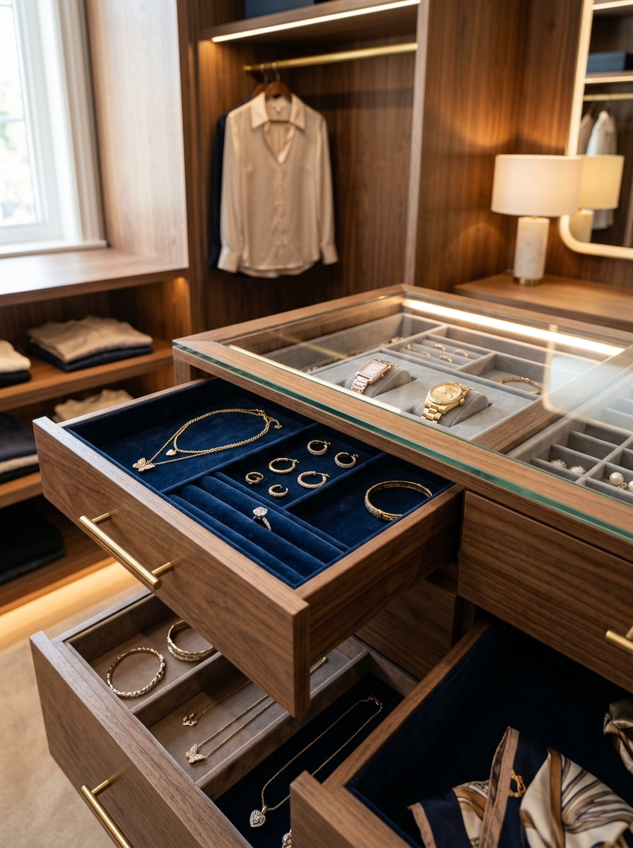 Closet with Jewelry and Accessory Drawers