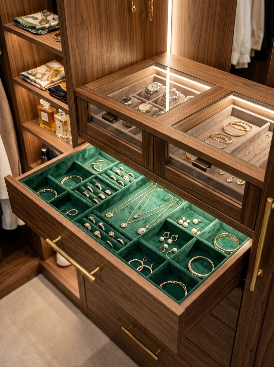 Closet with Jewelry and Accessory Drawers