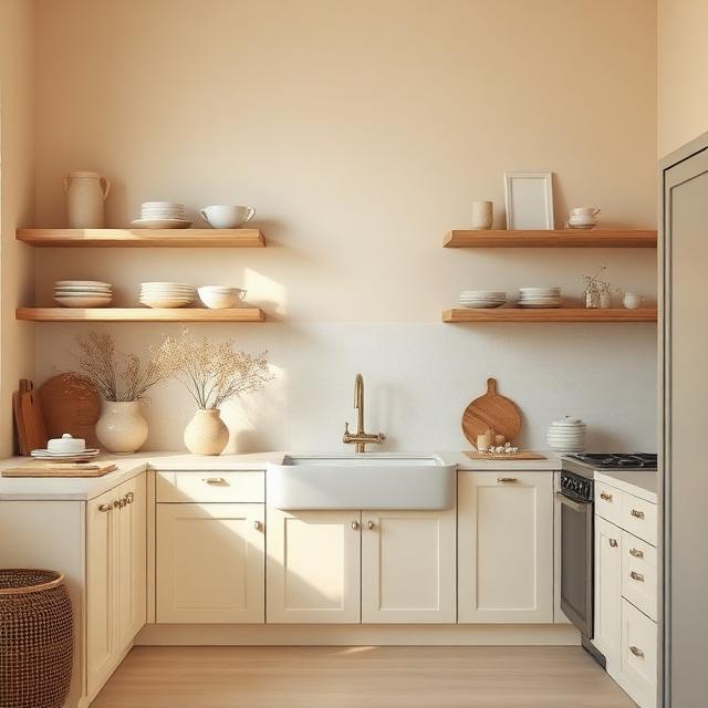 Minimal Farmhouse Kitchen with Soft Neutral Layers