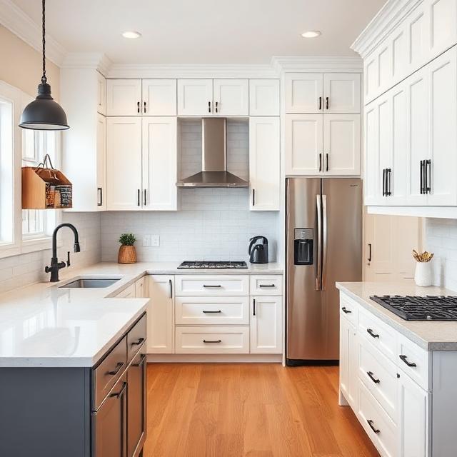 Modern Farmhouse Kitchen with Black Hardware Accents