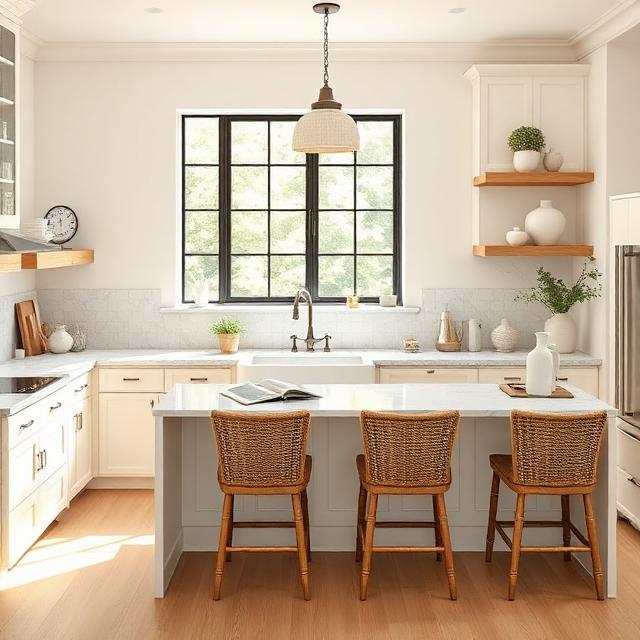 Creamy White Farmhouse Kitchen With Warm Oak Accents