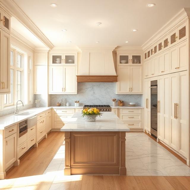 Farmhouse Kitchen With Floor-To-Ceiling Neutral Cabinetry