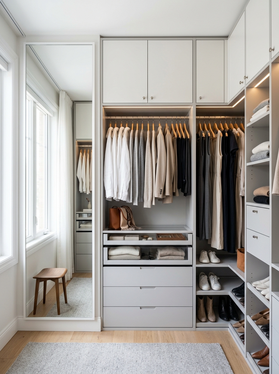 Compact Minimalist Closet for Small Spaces