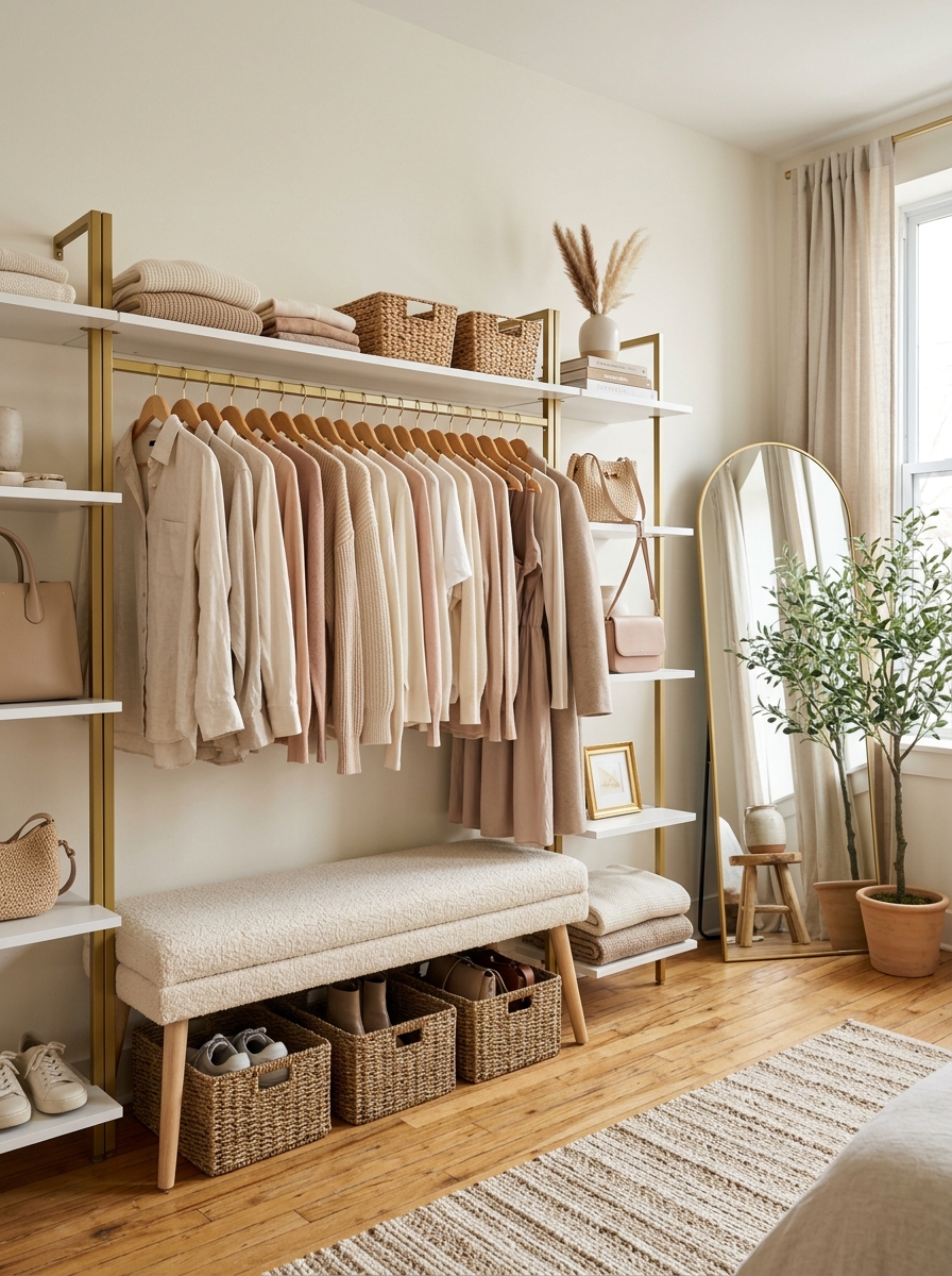 Open Boutique-Style Closet That Feels Airy